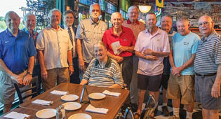 The ROMEO Club meets again. Pictured are ( Standing, L to R): Robert McNair, Lamar Garrard, Gerald Baygents, Jim Blanchard, Don Bargeron, Tommy "Chico" Jones, Buddy Harrison, Gary Hardy, Randy Sherrer, Larry Rachels, Charles Reeves, (Seated) Pat Blanchard
