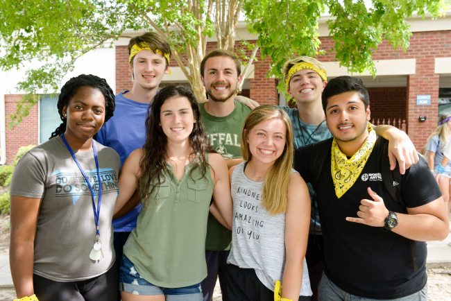 A group of Georgia Southern students pose for a picture at BUILD, an OLCE-sponsored service program.