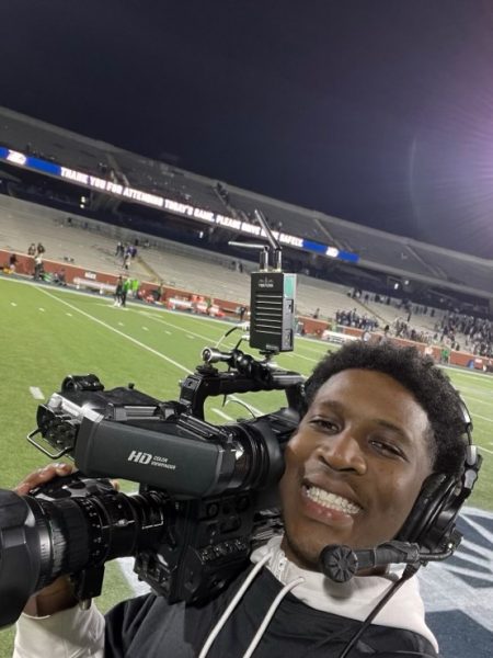 Georgia Southern student works on crew broadcasting a football game